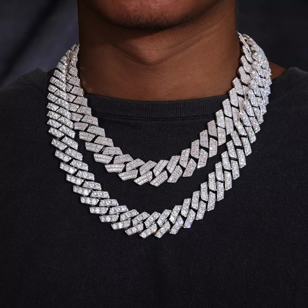20mm Gold Plated Brass 1 Row AAAAA CZ Diamond Iced Out Heavy Cuban Link Chain